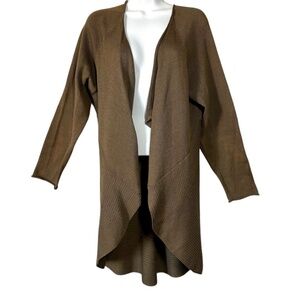 Peruvian Connection Pima Cotton Long Cardigan Sweater Jacket Size XL Solid Brown